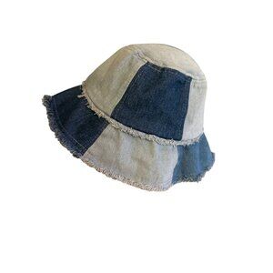 Patchwork Denim Bucket Hat One Size Fits Most 48% Cotton 29% Rayon 23% Polyester